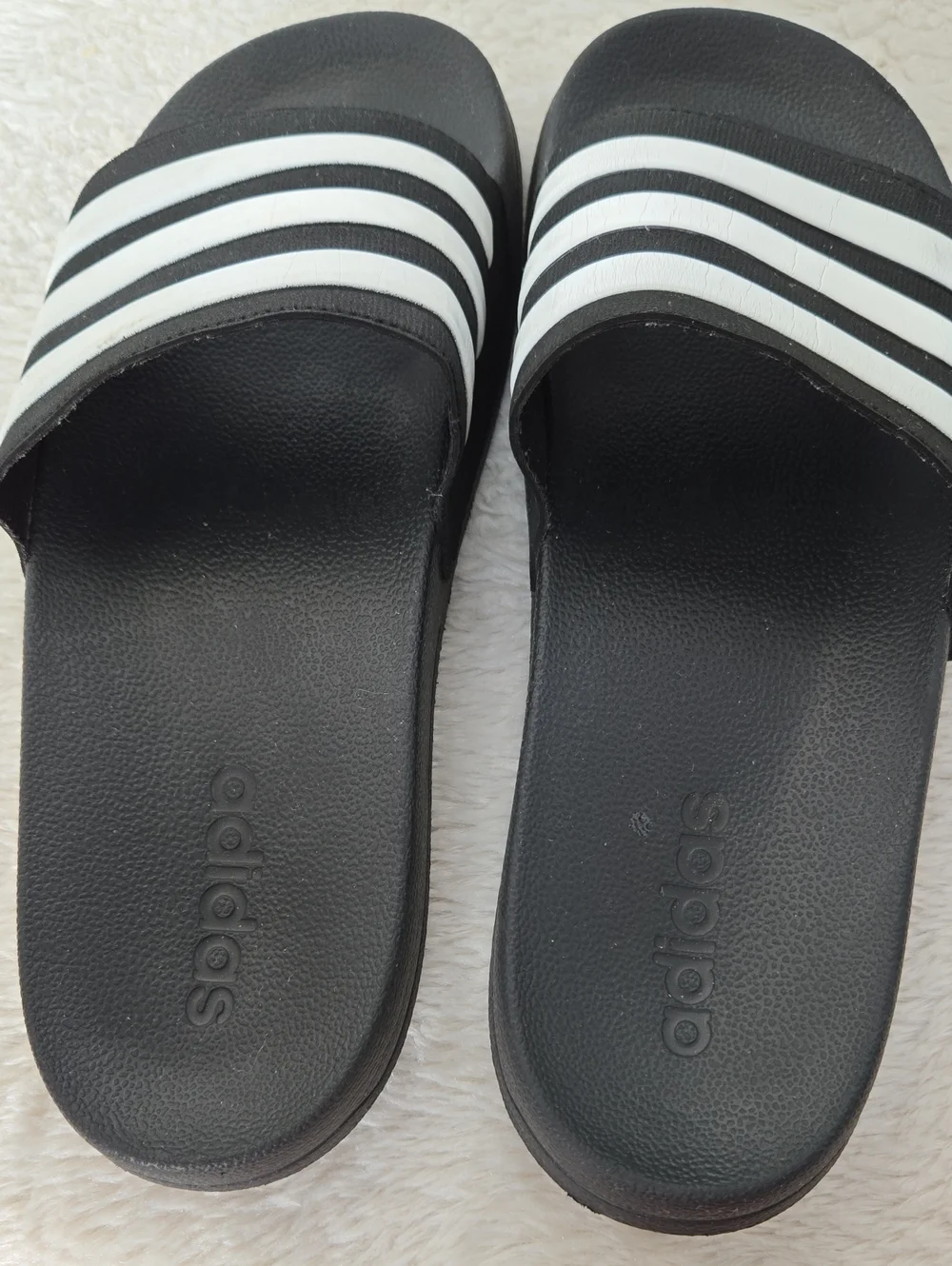 adidas Kids Adilette Shower Slides Black White Size 6